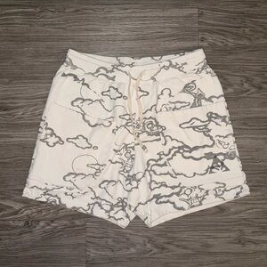 Wasted Collective White/Grey Cloud Monster 100% Cotton Shorts Mens Size Large
